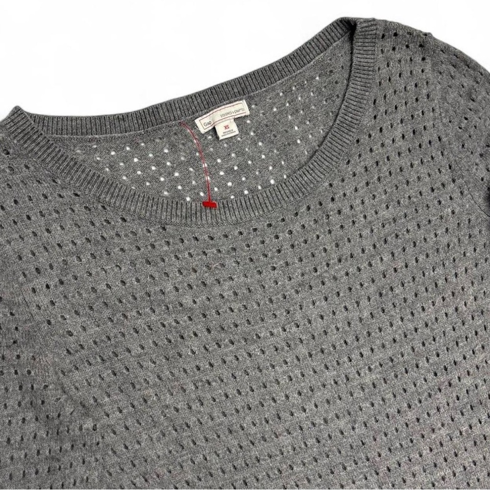 GAP Gray Open-Knit Crewneck Sweater Dress